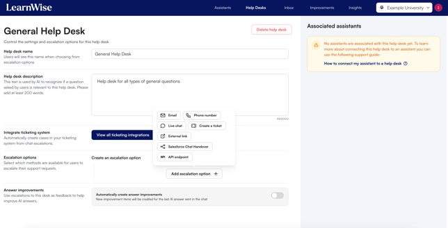 How do I create a new Help Desk?