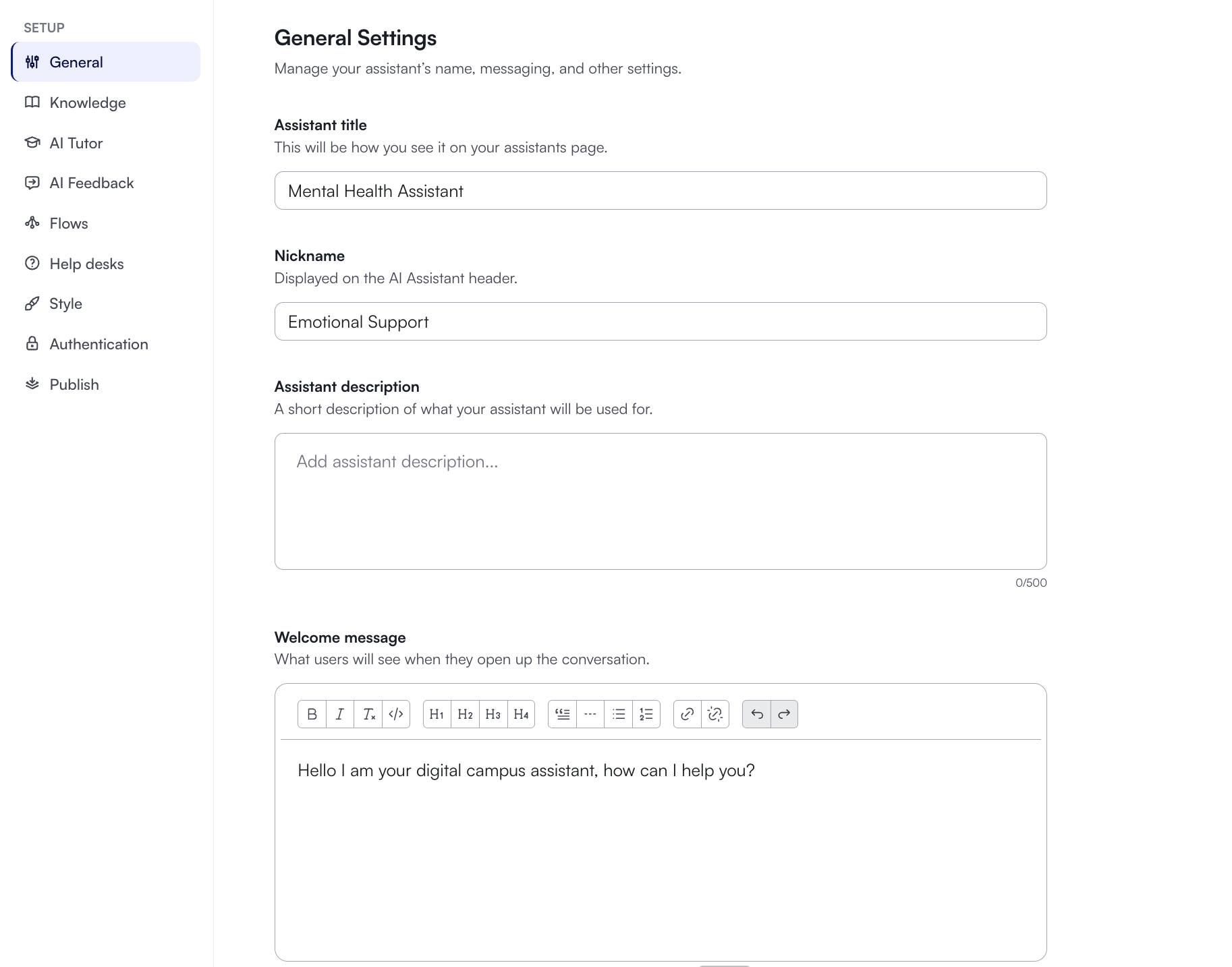 How do I create a new AI assistant?