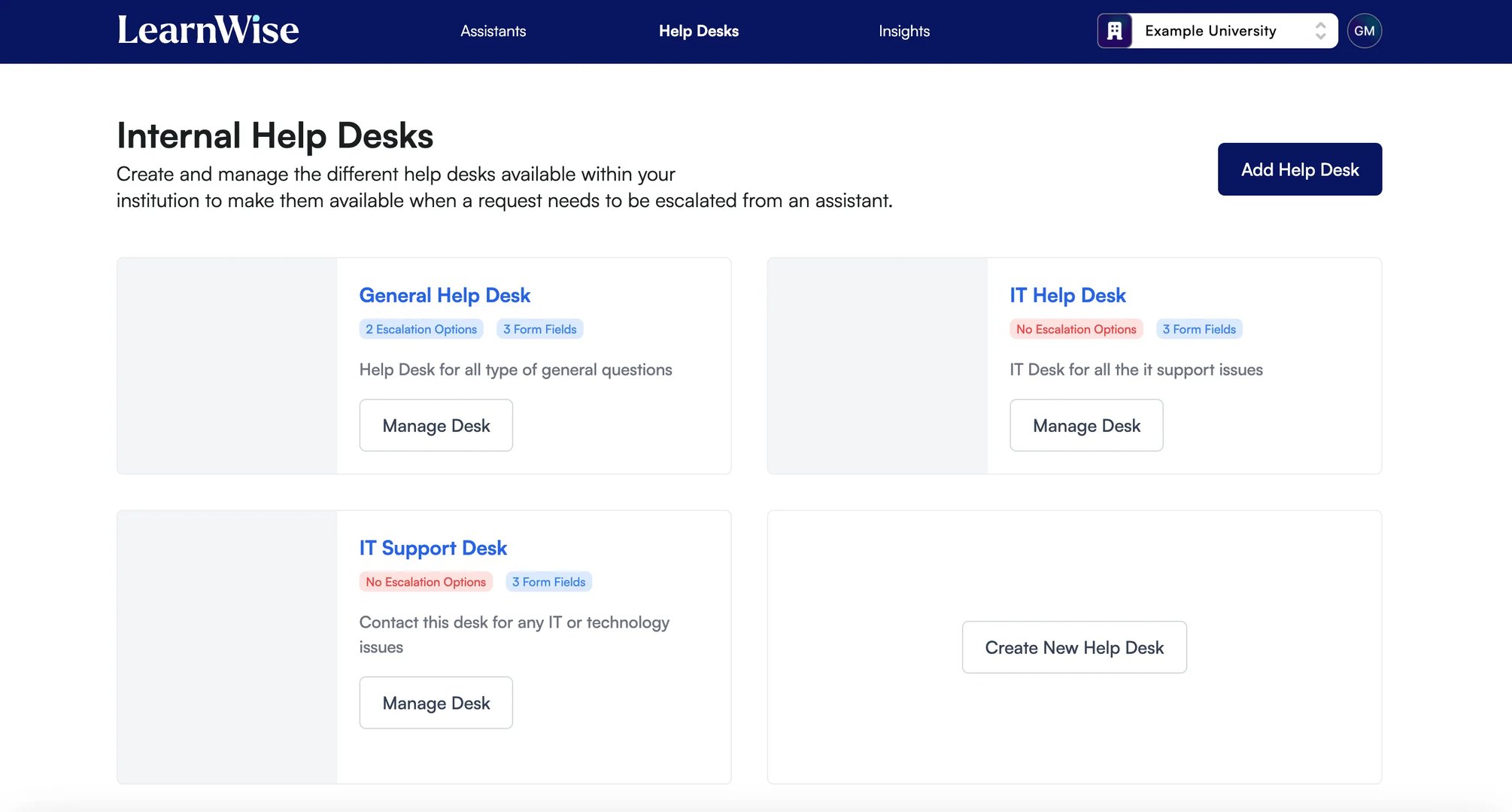 How do I create a new Help Desk?